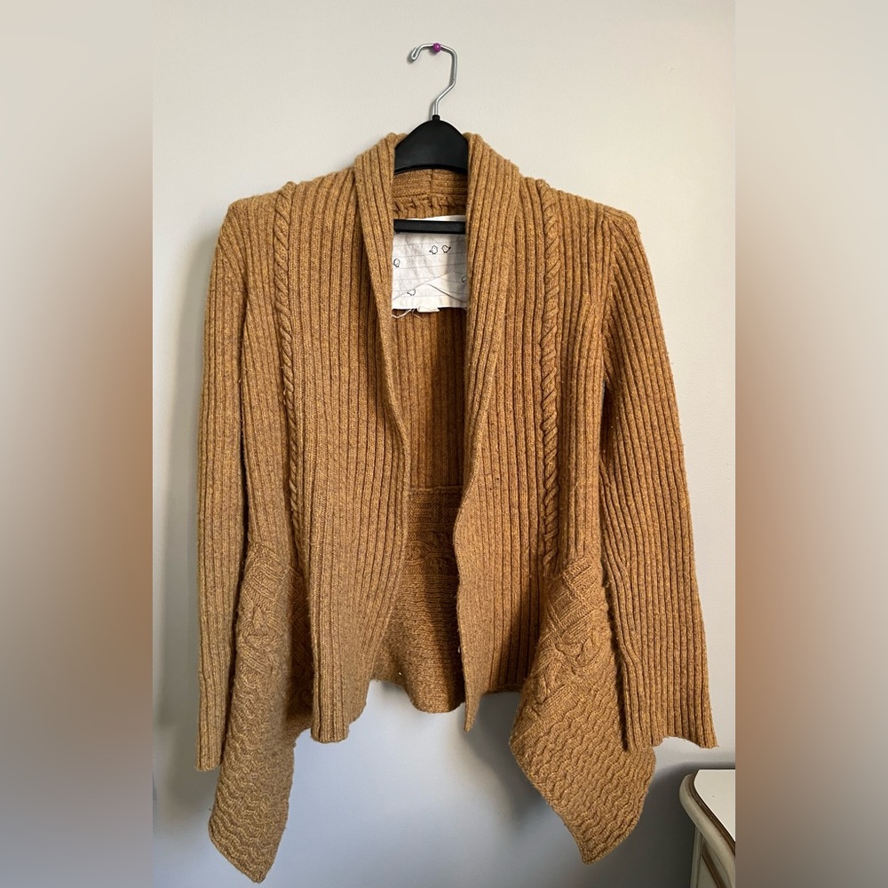 Anthropologie Canary Mustard Wool Cardigan Sweater